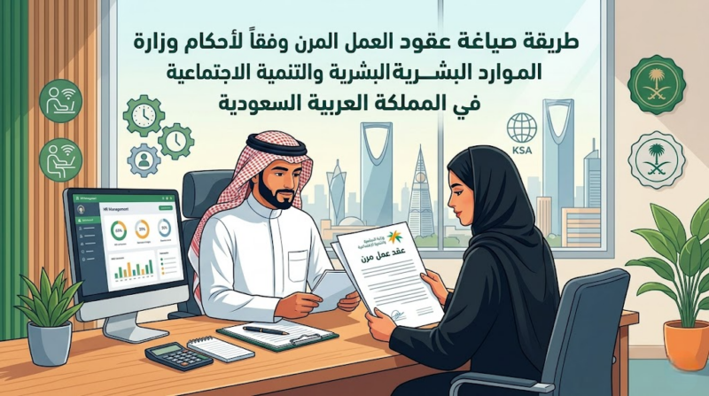 طريقة صياغة عقود العمل المرن وفقاً لأحكام وزارة الموارد البشرية والتنمية الاجتماعية في المملكة العربية السعودية